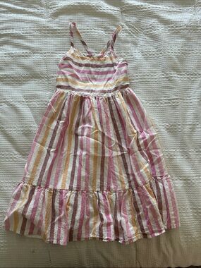Girls' Striped Sundress in Pink, Yellow & Cream